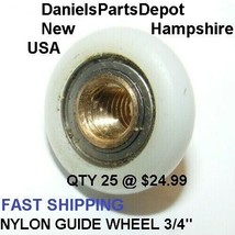 x25 White Nylon Wheel Guide Pulley Roller Bearing Brass Hub 3D Usa Free Ship - £19.80 GBP