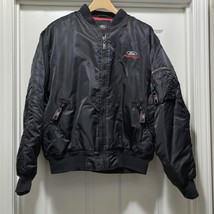 Vintage Ford Racing Puffer Bomber Jacket Black Men&#39;s L / XL - $79.15