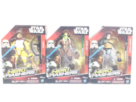 Lot of 3 Star Wars Hero Mashers Kanan Jarrus Kit Fisto &amp; Bossk Age 4+ Disney Toy - £23.52 GBP