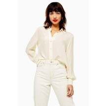 Topshop Silk Blouse Ivory Pole Situation Button Down Shirt Sz Us 6 New - £43.81 GBP