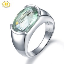 Women&#39;s Ring 6.30ct Natural Green Amethyst Wedding Rings 925 Sterling Silver Gem - £59.84 GBP