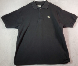 Lacoste Polo Shirt Men Youth Large Black 100% Cotton Short Sleeve Logo Collared - £13.58 GBP