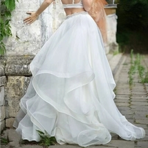 White Layered Tulle Skirt Wedding Party Bridal Plus Size Ruffle Tull Maxi Skirts image 1
