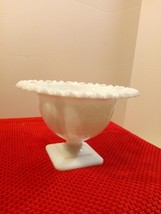 Vintage White Milk Glass Open Lace Square Pedestal Candy/ Nut Bowl - £10.29 GBP