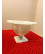 Vintage White Milk Glass Open Lace Square Pedestal Candy/ Nut Bowl - £10.12 GBP