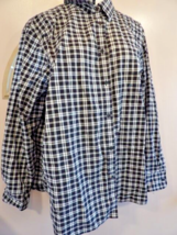Chaps Plus Size 3X Womens Button Up Long Sleeve Cotton Shirt Black Plaid - £11.21 GBP