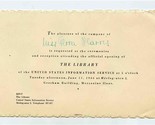 Invitation Opening The Library US Information Service 1946 Budapest Hung... - £30.23 GBP