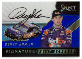Denny Hamlin signed 2017 Panini Select Racing Paint Schemes NASCAR On Ca... - $58.95