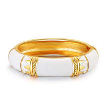 White Enamel &amp; 18K Gold-Plated Geometric Bamboo Bangle - £13.58 GBP