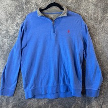 Polo Ralph Lauren Sweater Mens Large Blue 1/4 Zip Preppy Performance Longsleeve - $9.93