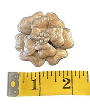 Vintage Star Ring Mfg Light Pink-ish Brown Flower Enamel Brooch Pin Signed image 2