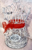 Wine Cork Cage Holder White Metal Decorative Corset Shaped 13” Tall Wedding Chic - £15.98 GBP