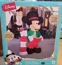 Christmas Disney 7 ft Mickey Mouse Noel Airblown Inflatable LIGHTS UP!! NIB  - £118.87 GBP