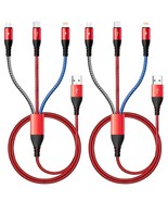 Multi Fast Charging Cable 4.5A 2Pack 4Ft Multiple Charger Cable - £12.12 GBP