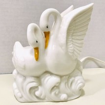 Vintage Porcelain I.W. Rice Double Swan Electric Lamp Night Light With Perfumer - £23.85 GBP