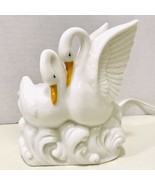 Vintage Porcelain I.W. Rice Double Swan Electric Lamp Night Light With P... - £23.94 GBP
