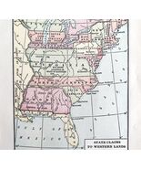 Map 1930 State Claims Western Lands c1783-1802 5.5 x 9&quot; Offset Lithograp... - $456.77 MXN