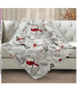 Cardinal Red Bird Printed Quilted Throw Blanket Farmhouse Country Cottag... - $33.94