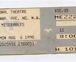 National Theatre Les Miserables Ticket Stub August 1990 Washington DC - £7.93 GBP