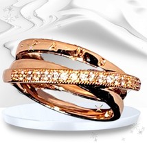 Pandora CROSSOVER TRIPLE BAND Rose Gold Plated Ring Size 8 - £23.54 GBP