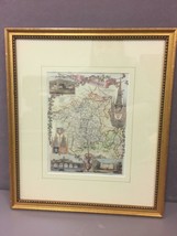 Beautifully Framed Reproduction of Map of Worcestershire Gilt Frame - £16.60 GBP