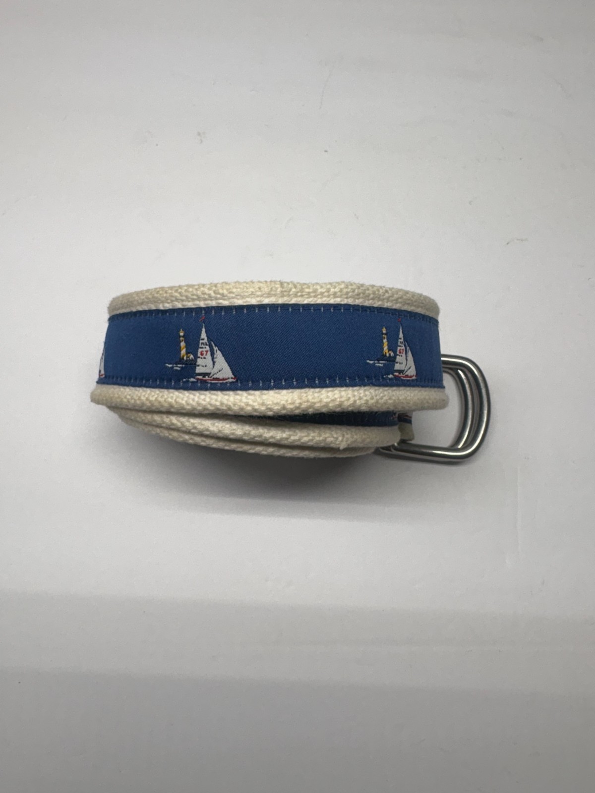 Polo Ralph Lauren Canvas Lighthouse Sailboat Nautical Double Ring Belt Item image 3