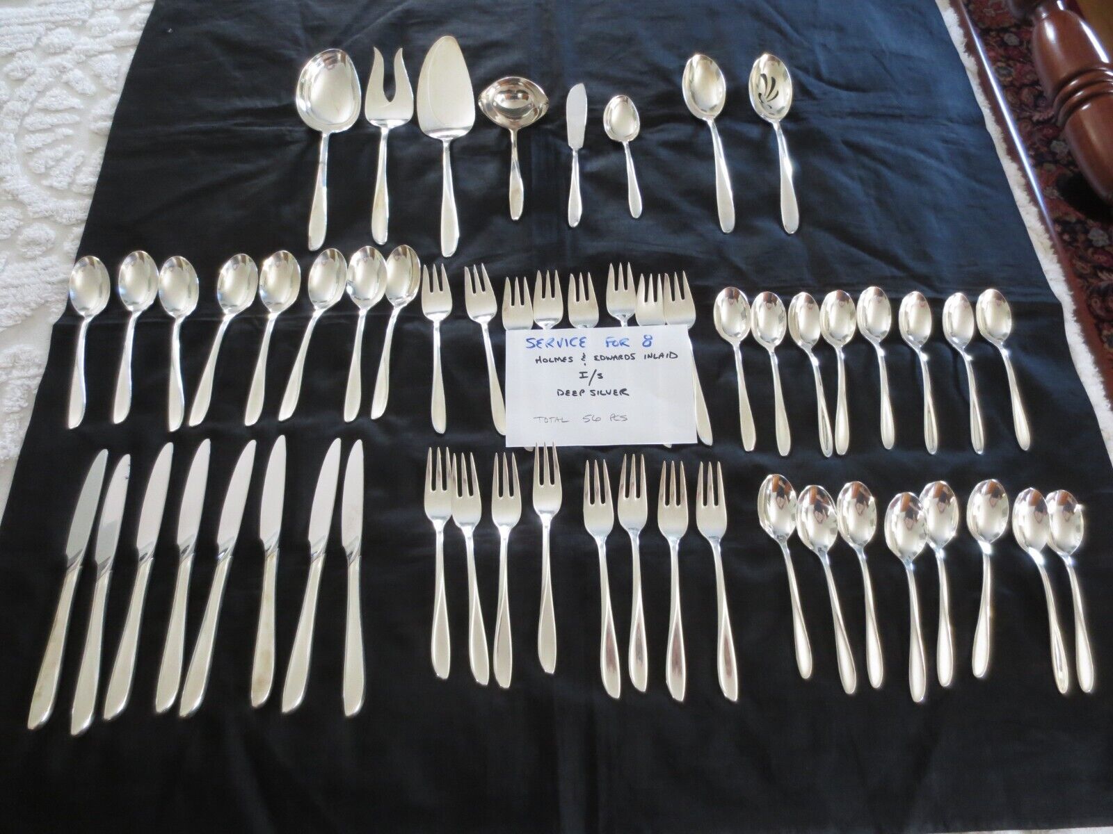 1957 HOLMES &amp; EDWARDS  56 Pc. RHYTHMIC Deep Silver SILVERPLATE FLATWARE ... - $98.01