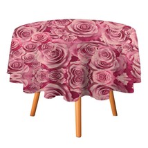 Mondxflaur Pink Rose Tablecloth Round Kitchen Dining for Table Cover Decor - £12.78 GBP+