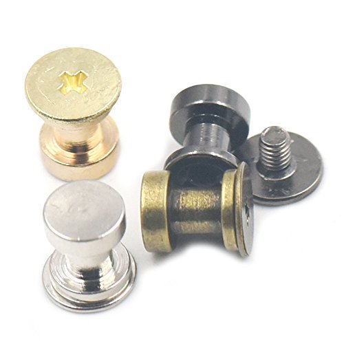 Bluemoona 20 Sets - 6x7mm Brass Button Chicago Rivets Studs Screw Screwback Leat