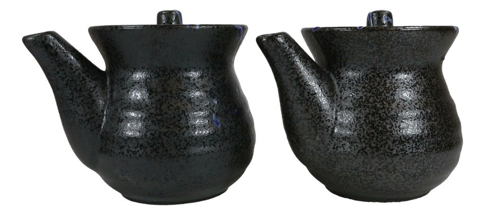 Pack of 2 Speckled Black Blue Japanese Tenmoku Porcelain Soy Sauce Dispensers Item image 8