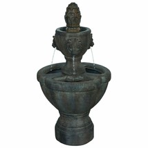 Lion Head Water Fountain with Pump 93 GPH Outdoor Garden Decor 32 Inch High - $249.99