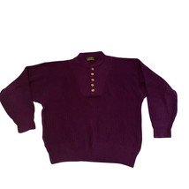 Eddie Bauer Vintage Plum Burgundy Half Button Henley Pullover Sweater Si... - $41.77