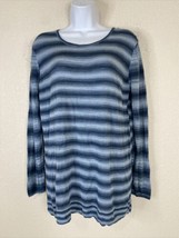 Market &amp; Spruce Womens Size L Blue Striped Stretch Knit Blouse Long Sleeve - £7.18 GBP