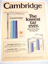 1980 Color Ad Phillip Morris Cambridge Cigarettes The Lowest Tar Ever - $11.04 CAD