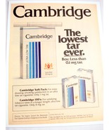 1980 Color Ad Phillip Morris Cambridge Cigarettes The Lowest Tar Ever - $10.95 CAD