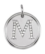 Unisex 14k White Gold 1/8CTW White Diamond Initial M Pendant - $1,091.00