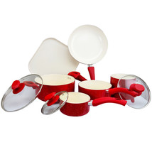 Oster Cocina San Jacinto Aluminum Cookware Set in Red Speckled Finish, S... - $108.12