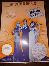 September In The Rain - 1937 sheet music - from movie &quot;Melody For Two&quot; - $25.80 CAD