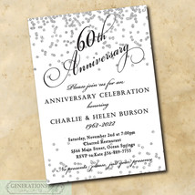 60th Wedding Anniversary Invitation/DIY/Printable/Digital/Silver Anniver... - $14.95