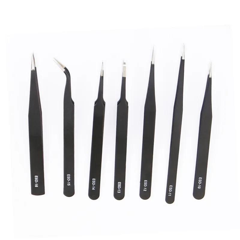Anti static curved straight tip forceps precision electronic esd soldering tweezer thumb155 crop