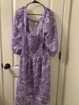 Ava &amp; Viv Women&#39;s Plus Purple Swirl Puff Mini Dress Square Neck Size 3X - $50.63
