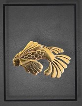 Laurel Burch Goddess Koi Fish Pin Brooch Gold Plated Jewelry Vintage 1980s - $69.29