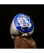 Nicely crafted Men&#39;s Blue Aquarius Zodiac Ring Neptune - Sterling Silver - £71.77 GBP