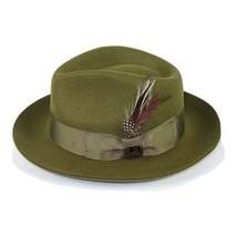 Mens Bruno Capelo Hat Australian Wool Fedora Teardrop Crown Fabio FB229 Olive image 4