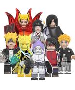 8Pcs Naruto Boruto Ootutuki Momoshiki Uchiha Sarada Mini Figure Building Blocks - £19.90 GBP