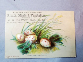 Victorian Trade Card Davies Daily Market Bird Eggs Fruits Meats Vegetabl... - $14.80