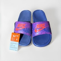 Nike Benassi JDI Women&#39;s Purple, Light Purple And Orange Slides Size 8 - £22.34 GBP