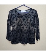 Tavi KNIT BLOUSE LONG Sleeves BLACK SILVER SZ M NEW - $36.05 CAD
