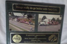 Coca Cola Float Appreciation Plaque  1990&#39;s - £4.69 GBP