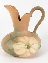 Vintage Weller Matte Pottery Dogwood Flower Ewer Vase Pitcher Peach Pink Green - £25.62 GBP
